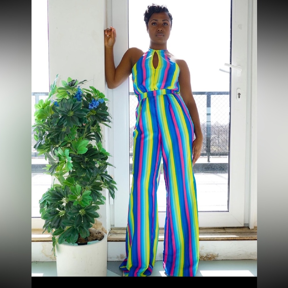 Vibrant Multicolor Striped Jumpsuit